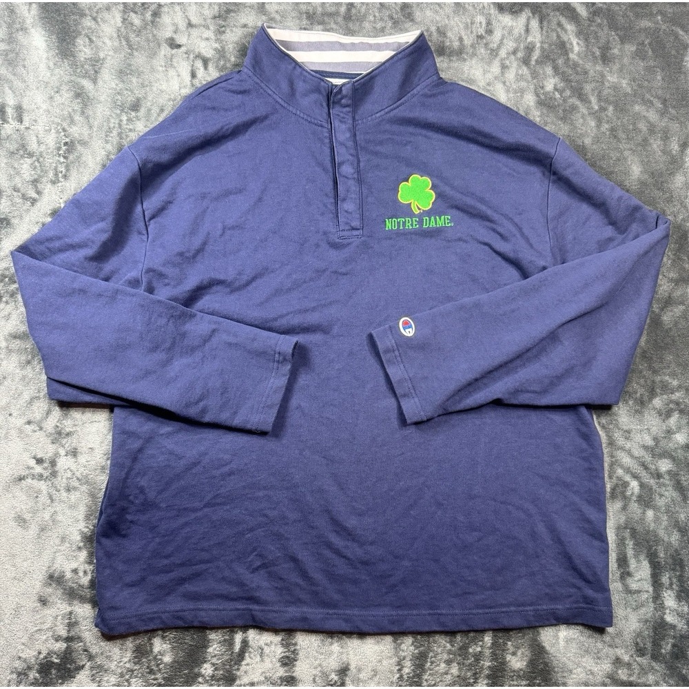 Champion Notre Dame Fighting Irish Men's XL Snap Mock Neck Pullover Sweatshirt